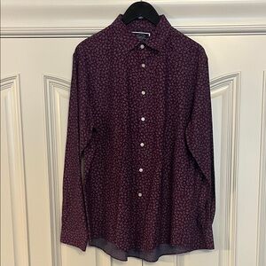 Charles Tyrwhitt Maroon Patterned Button Down Shirt